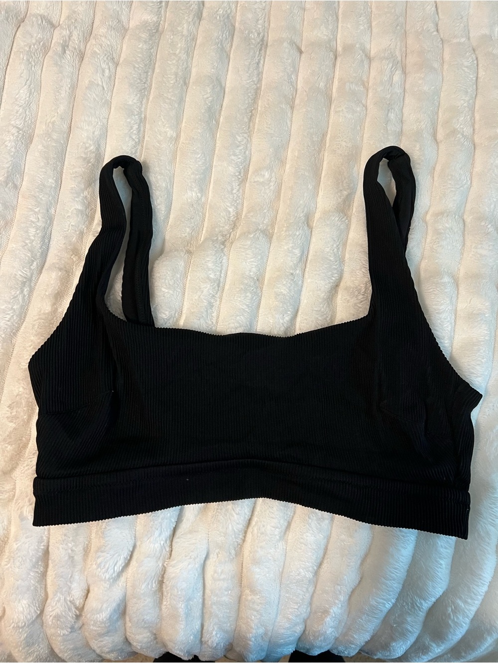aerie Ribbed Black Swim Top